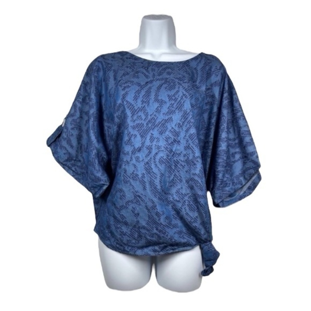 Marc New York Tie Front Top blue pattern